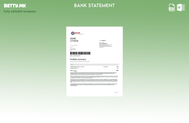 Шаблон за зборови во модерен стил Индија Kotak Mahindra извод од банкарска сметк